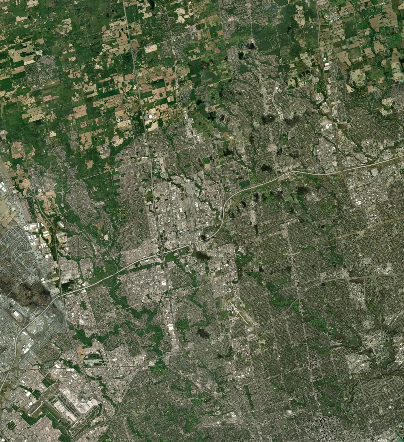 Satellite map of North Toronto and York Region with the areas Eagle Roofing serves