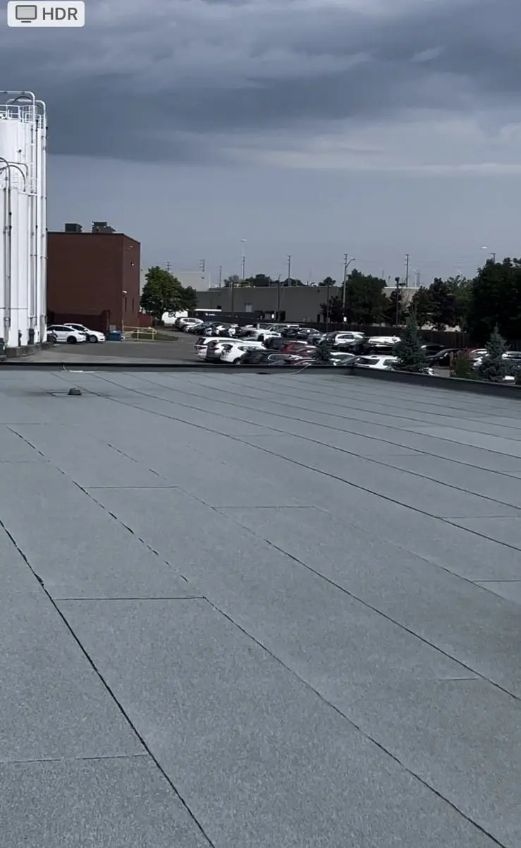 Large commercial flat roof with a new membrane